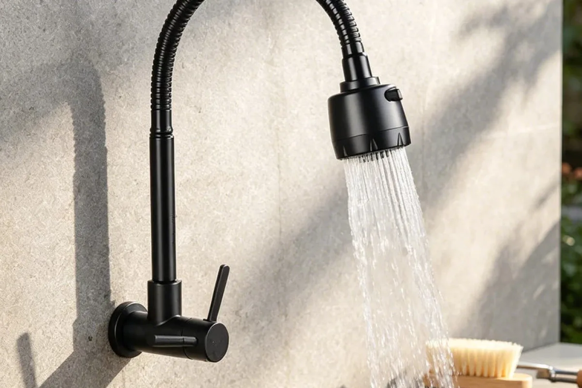 Inox Torneira Prata/Preto Com Chuveiro Com Rotação De 360° Cozinha Luxo Parede Promoção